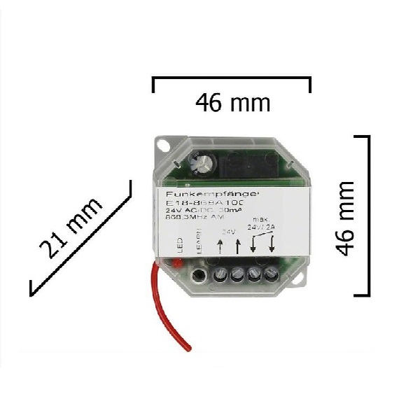 Micro récepteur intégrable Dickert_E18_dimensions A saisir LOT de télécommande Dickert à bas prix